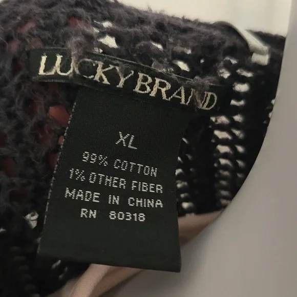 Lucky Brand Open Stitch Button Front Cardigan Black Size XL - Picture 7 of 8